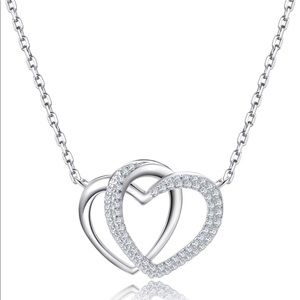 Double Heart Sterling Silver Necklace